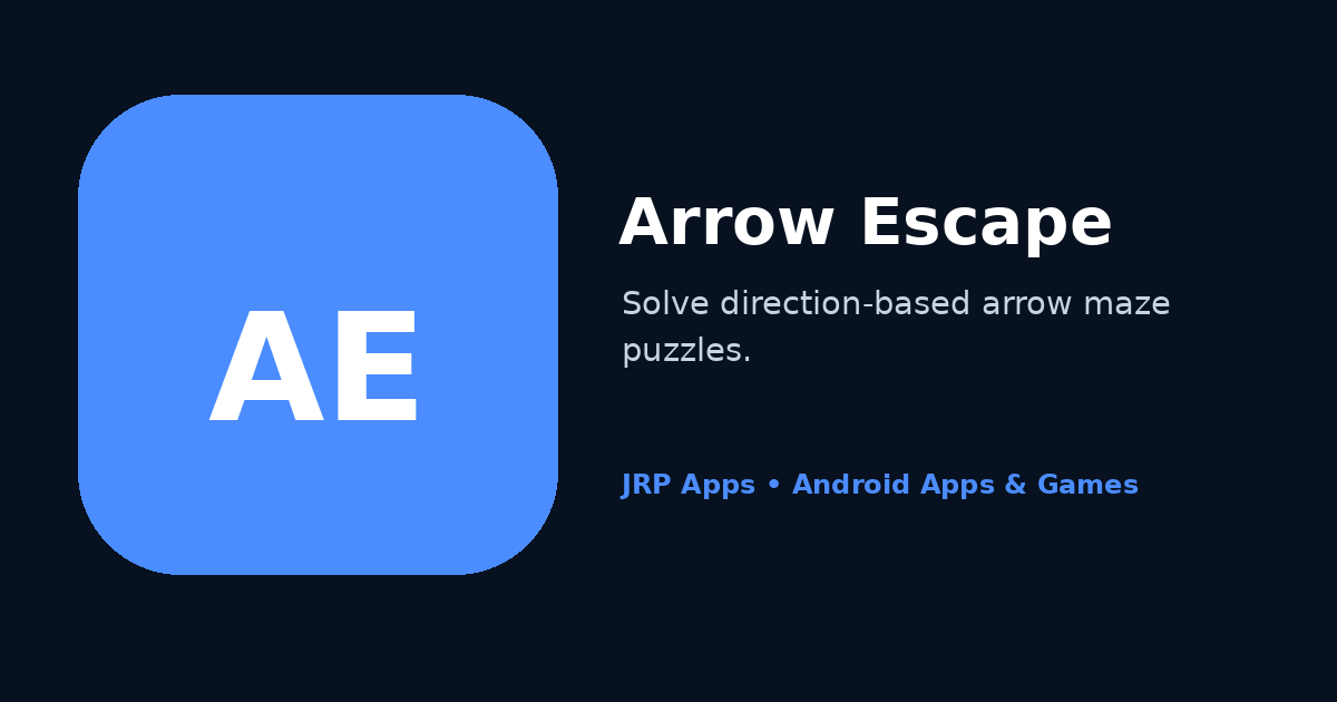 Promotional preview for Arrow Escape, highlighting a direction-based Android maze puzzle built around route planning and spatial logic.